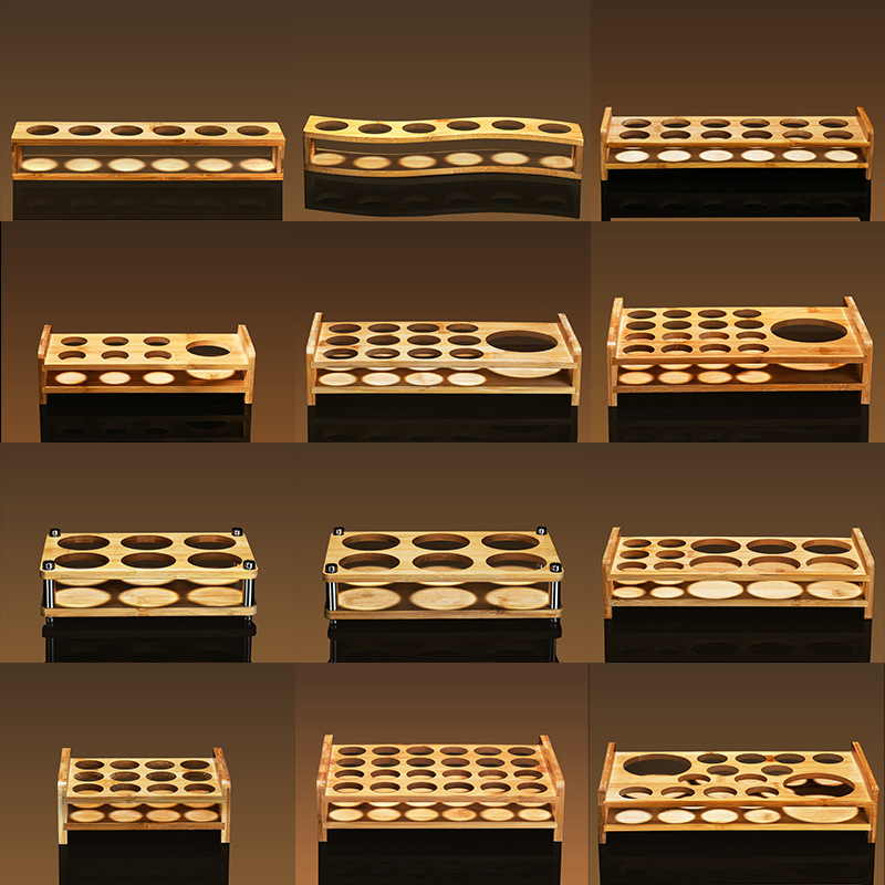 Creativo doméstico comercial licor de bambú taza de madera taza de vino pequeña bandeja de almacenamiento de licores de estilo chino taza de vino un soporte de taza