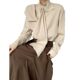 Retro high-class ribbon scarf shirt 2025 spring and autumn French stand collar design neutral style shirt