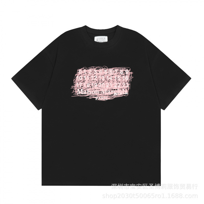 クロスボーダー メゾン マルジェラ マルジェラ デジタル プリント MM6 ピュアコットン 高品質 メンズ Tシャツ レディース 半袖 トレンド|undefined