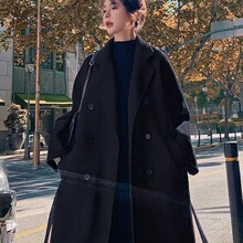 新款秋冬大码女装毛呢外套中长款加棉加厚宽松遮肉显瘦过膝呢大衣