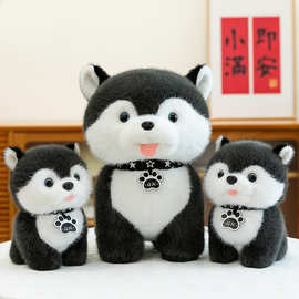 可爱娃娃机公仔皮牌二哈小狗毛绒玩具坐款哈士奇公仔儿童玩偶