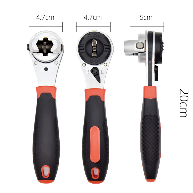 Llave de trinquete multifuncional Llave rápida bidireccional ajustable universal 6 - 22mm Llave rápida de tablero británico