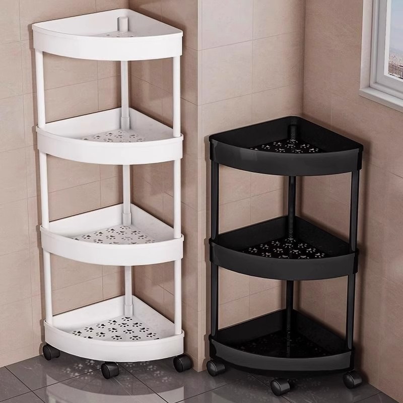 Trolley Storage Rack Bathroom Toilet Floor-Standing Storage Rack Kitchen Storage Rack Bedroom Sundries Mobile Corner Rack