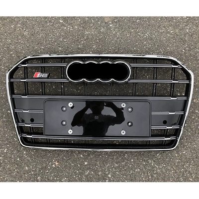 Suitable for Audi A6L modified S6 front grille, 2016-2018 A6 C7PA front bumper grille, radiator cover A6 (Zhongwang) - 16-18-model-s6-black-base-silver-frame-silver-logo-grille