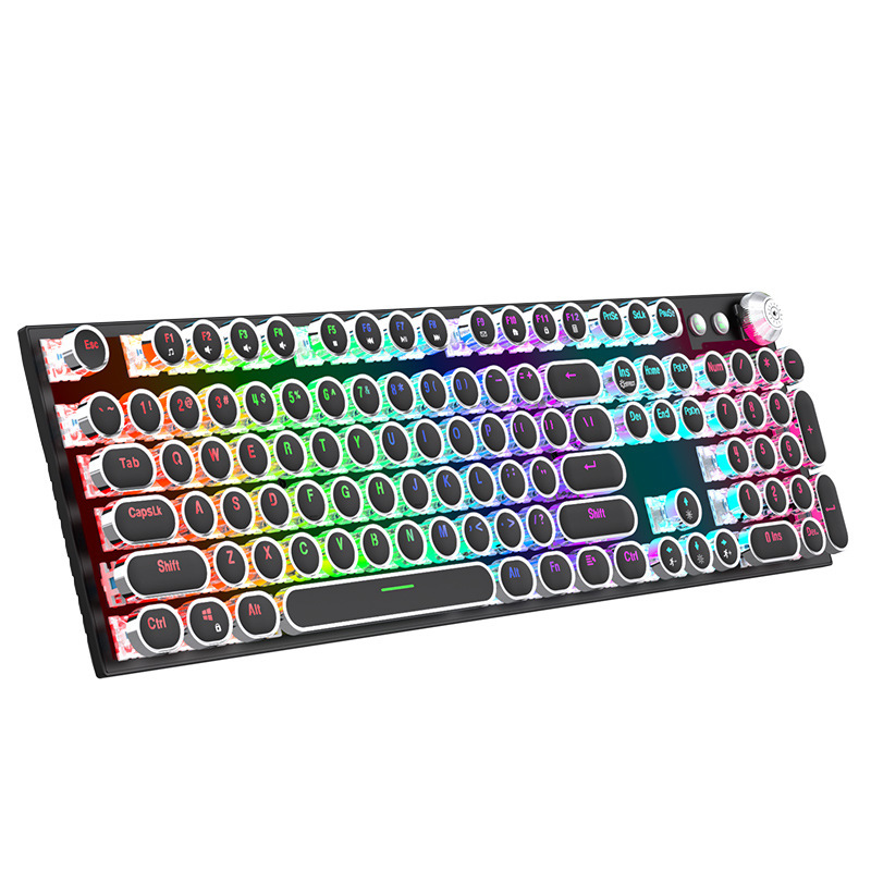ソースファクトリーパンクスチームレトロ3モードRGB真のメカニカルキーボード競技用プラグイン緑軸コンピュータゲーム|undefined