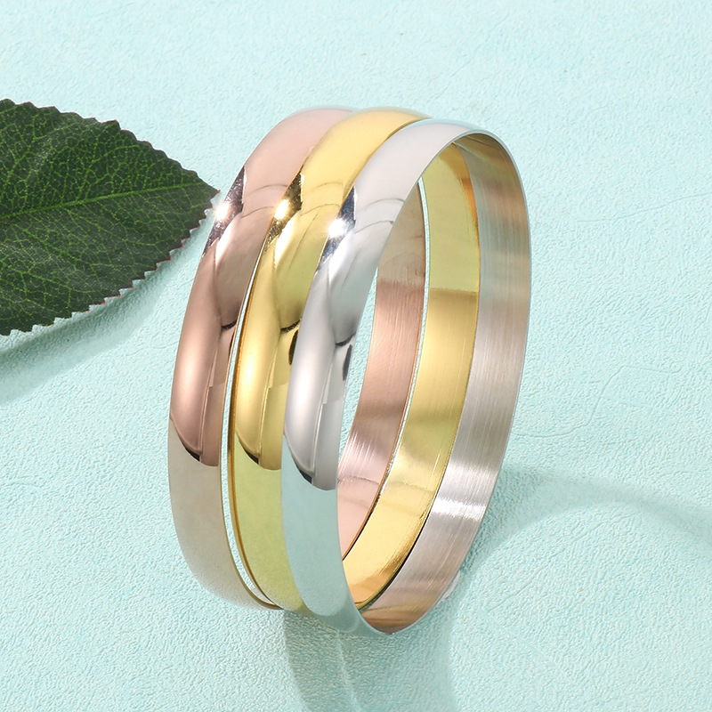 18K Gold Plated Plating Material Ion Plating (IP) 18K Gold Plated Solid Color 304 Stainless Steel Simple Style Classic Style Waterproof Non Tarnish 304 Stainless Steel Bangle
