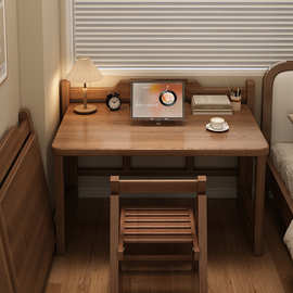 实木可折叠书桌卧室家用小户型电脑桌简易学生学习桌床边写字桌子