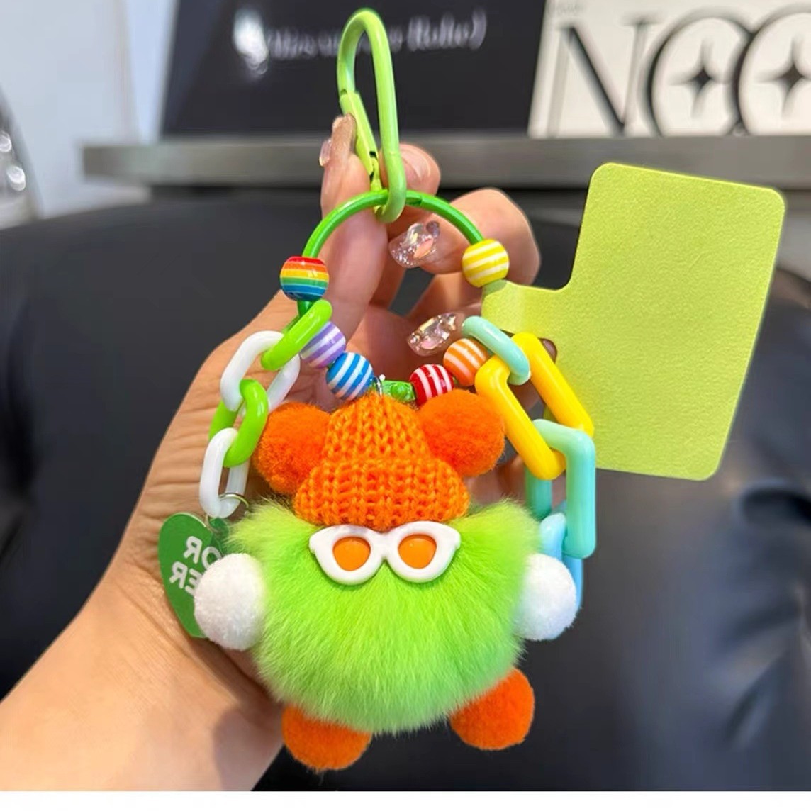 Lindo colgante de bolsa de briquetas de piel de conejo Rex, cosa fea, colgante de muñeca de felpa, colgante de llavero de coche