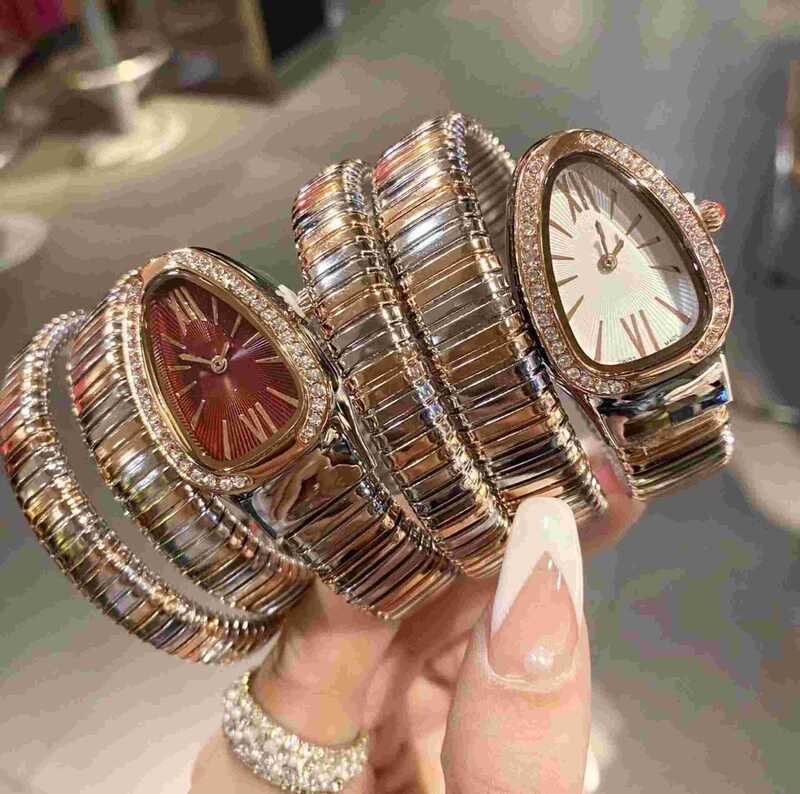 Snake-Shaped Bracelet, Fashionable Diamond-Encrusted Women's Quartz Women's Watch, Light Luxury Elegant Steel Band E-Commerce Live Broadcast Danalen Watch
