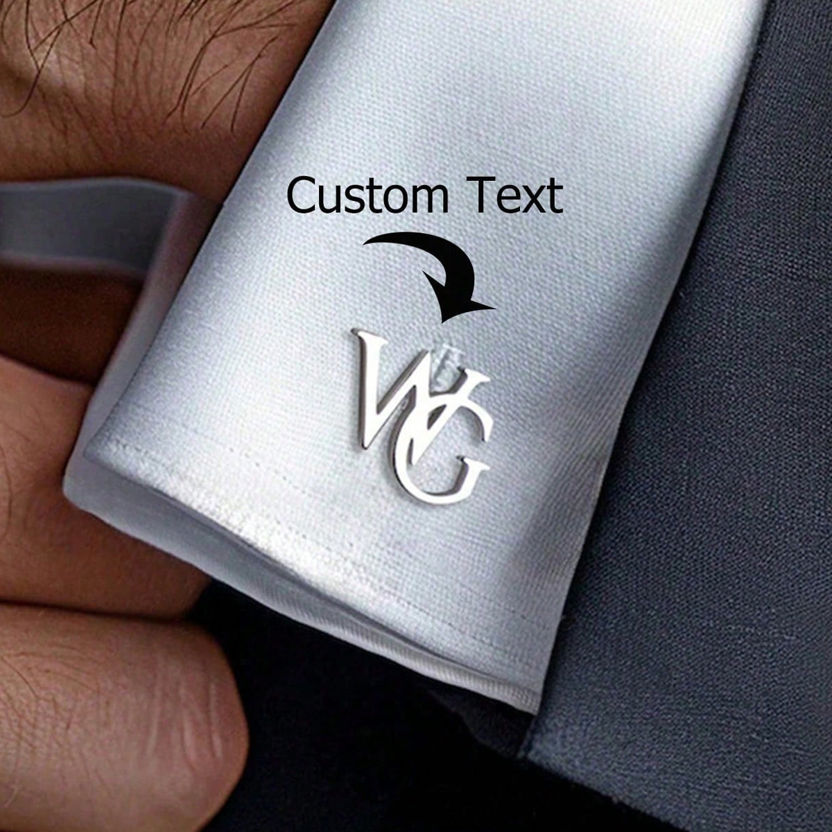 Personalized Custom Stainless Steel Letters Men's Cufflinks French Cufflinks Simple Men's and Women's Clothing Shirt Decoration Cross-Border
