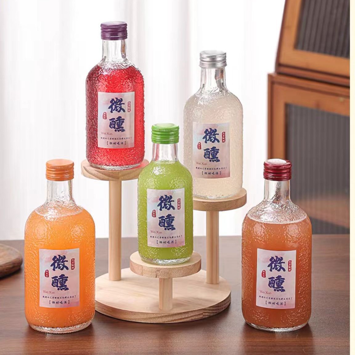 家用果酒瓶玻璃自酿酒瓶密封杨梅酒空瓶带盖油柑汁饮料冷饮玻璃瓶