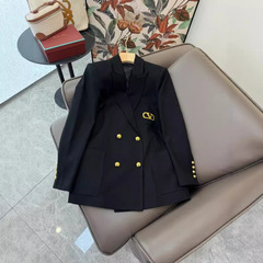 欧米のフランス式24新型の婦人服欧米のダブルボタンのスーツの襟の黒いスーツの気質の小さいコートの女性の上着