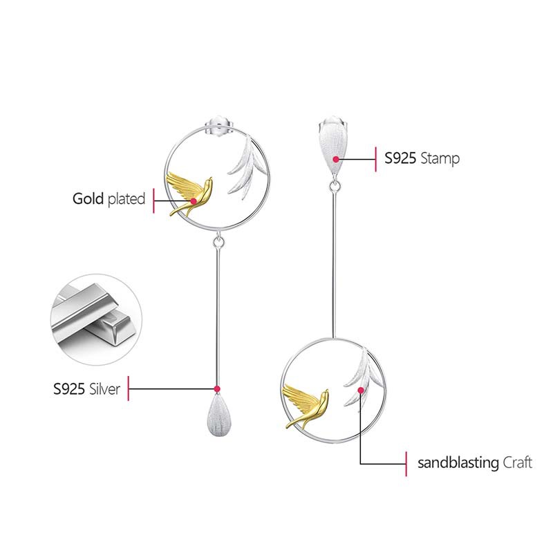 18K Gold Plated, White Gold Plated Plating Material Drop Earrings Classification 1 Pair 925 Sterling Silver Water Droplets Drop Earrings