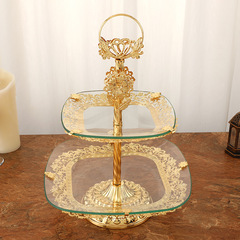 酒店客廳水果盤北歐復古創意時尚輕奢風零食托盤方形兩層水果盤