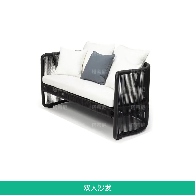 Sofá para exteriores, balcón para patio, conjunto de muebles impermeables y con protección solar, terraza para jardín, mesa de café de ratán para alojamiento rural