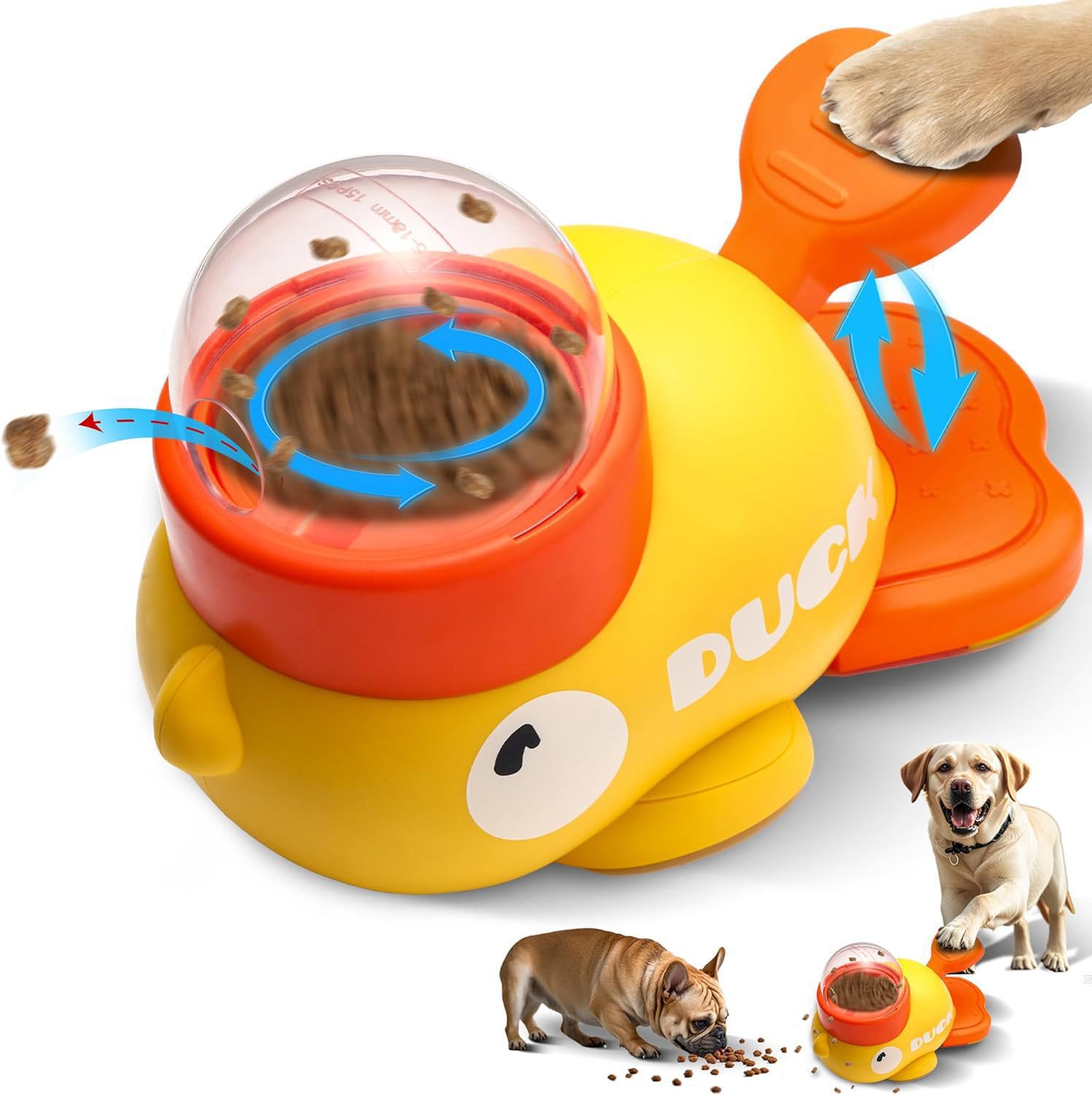 Cross-Border New Model Little Yellow Duck Food Dispenser Pet Cat and Dog Freeze-Dried Food Launcher Interactive Feeding Toy to Relieve Boredom