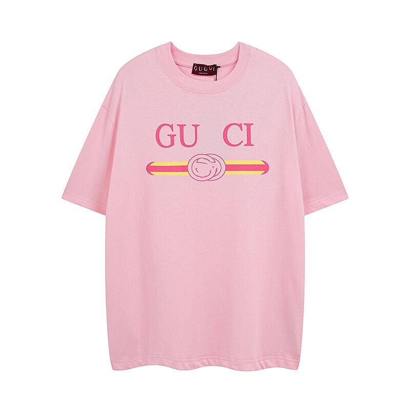 High-Quality Version of the Classic Gu Brand Letter Logo Printed Short-Sleeve Unisex Loose Round-Neck T-Shirt for Cross-Border Sales