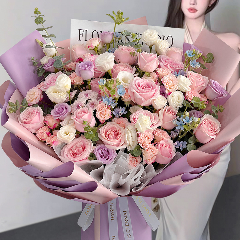 [꽃꿈] 퍼플핑크 장미 믹스큰부케