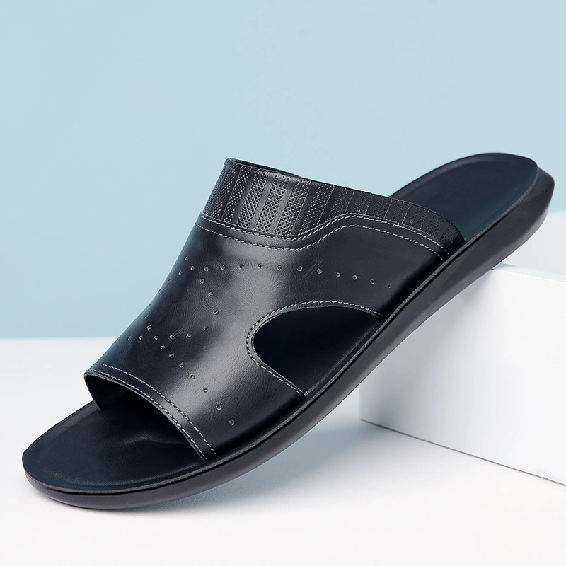 Новые летние мужские кожаные сандалии с мягкой подошвой, износостойкие, нескользящие, дышащие, пляжная обувь, мужская уличная молодежная обувь, большой размер 48