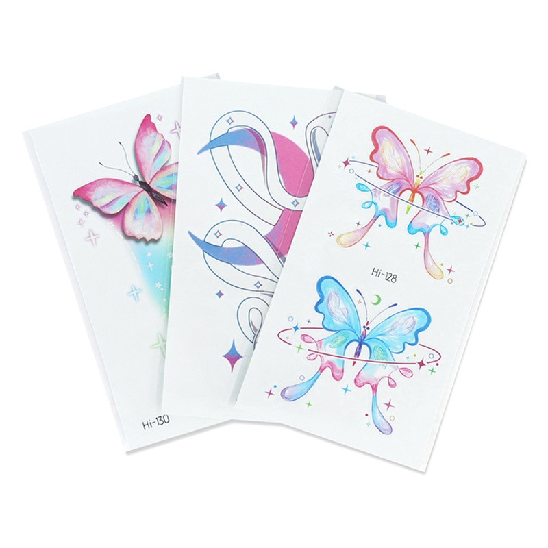 2024年新作 クロスボーダー ブルー夜光タトゥーシール 音楽祭 フェイスシール セクシーな蝶 防水ステッカー 半永久的