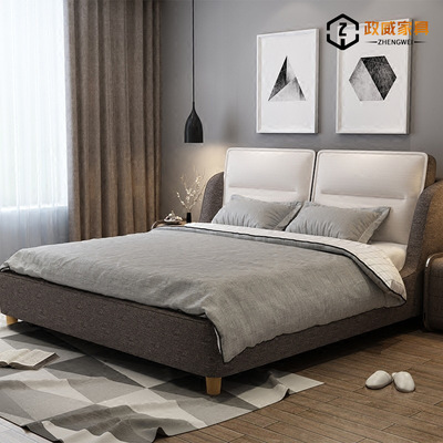 可拆洗简约现代1.5米1.8m小户型主卧双人婚榻榻米床北欧布艺储物|ms