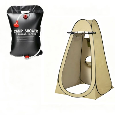 Avtomobil dam çadırları — Fishing Tent, Thermal Tent - 3-window-khaki-tent-20l-shower-bag-single-size-1212-19m