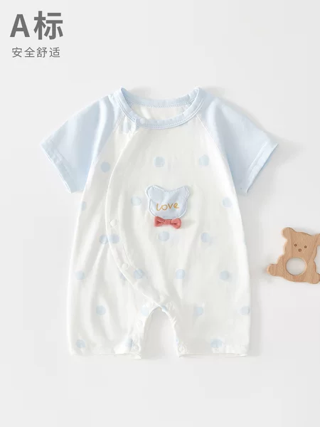 Baby Jumpsuit Summer Thin Pure Cotton Short-Sleeved Baby Clothes Men's and Women's Newborn Clothes Category a Short-Sleeved Rompers