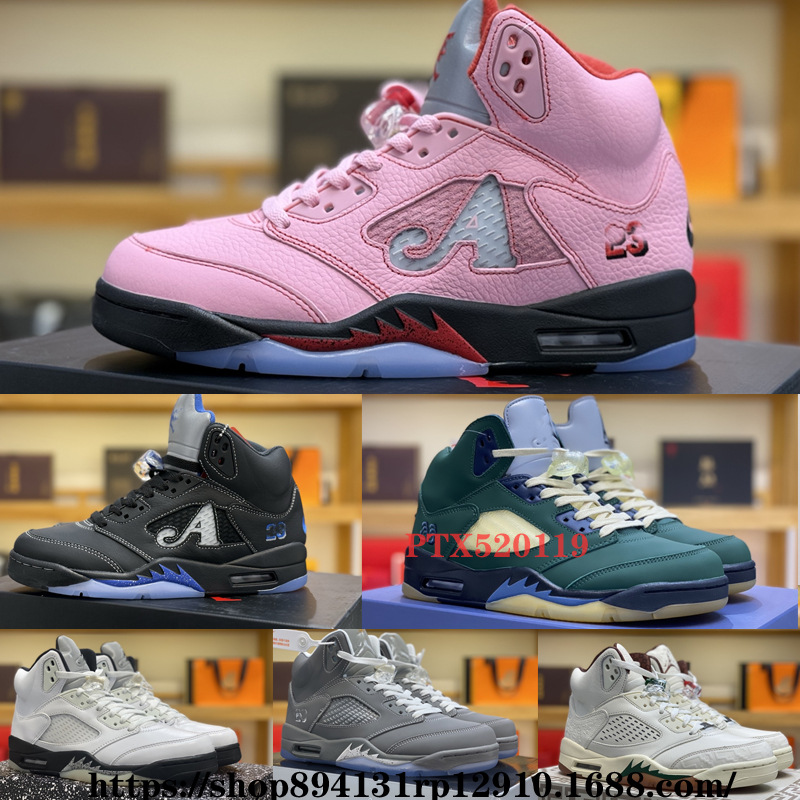 Putian Shoes Pure Original AJ5 OG SP 하이탑 남성 및 여성 농구화 핑크 루카와 메이플 포도 복제 신발 토 레이어