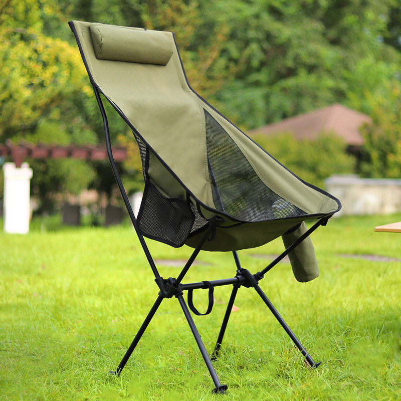 Silla plegable de aleación de aluminio ultraligera al aire libre Silla de espacio aumentada portátil silla trasera pesca ocio Silla de Luna transpirable