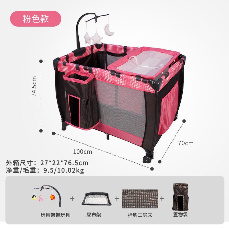 Cuna multifuncional transfronteriza plegable, cama de juegos extraíble, mesa de cuidado para bebés con cambiador, cama especial para bebés