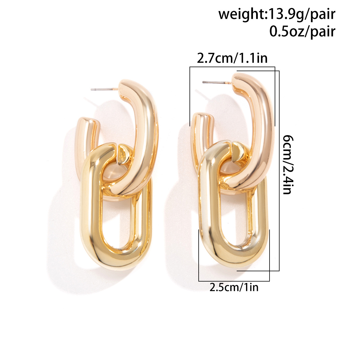 10g Weight Alloy Ear Needle Material Drop Earrings Classification 1 Pair Quantity Casual Occasion CCB Material Geometric Pattern Women's Gender Plating Design Simple Style Style 1 Pair Simple Style Geometric Plating CCB Drop Earrings 29