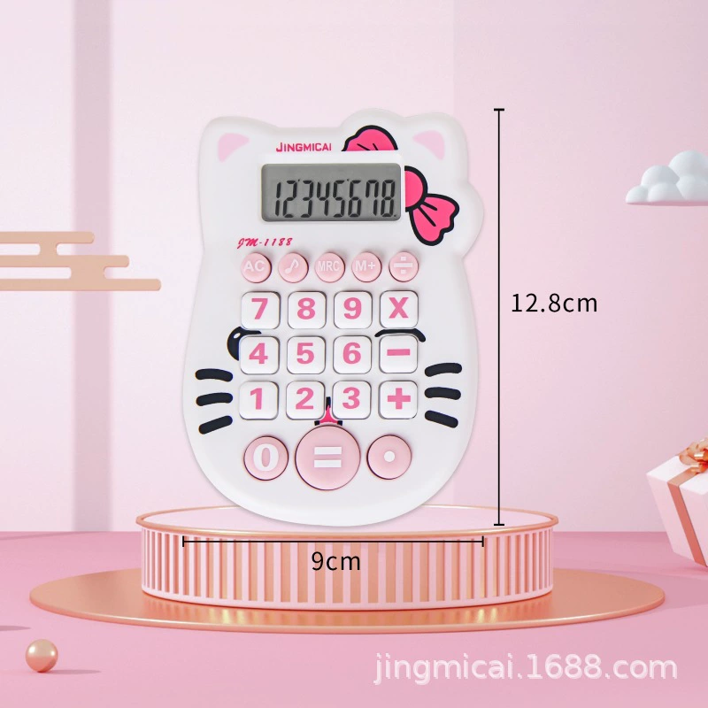 Внешний вид Патент JM-1188 Кошачья Голова Калькулятор Солнечная корейская версия Симпатичные 8 цифр с музыкальным калькулятором