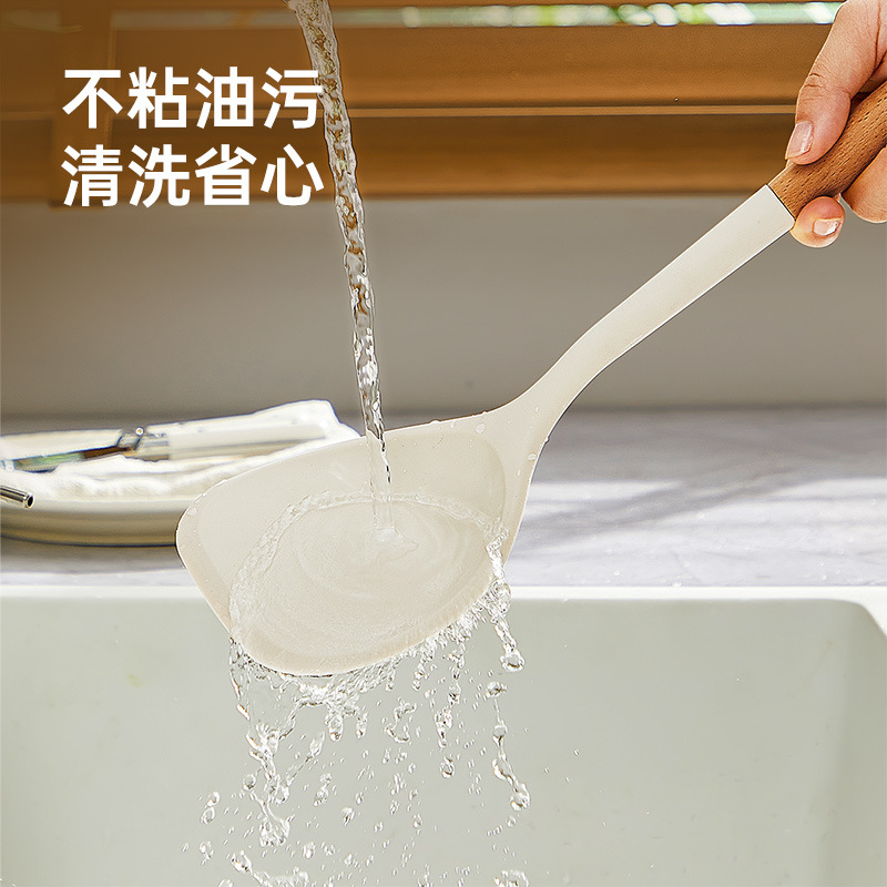 Cocina Dahuang pala de silicona resistente a altas temperaturas olla antiadherente de grado alimenticio especial para cocinar pala de silicona juego de colador de cuchara