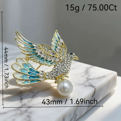 Chinese-style enamel magpie brooch, Yaxa sancaqları - b