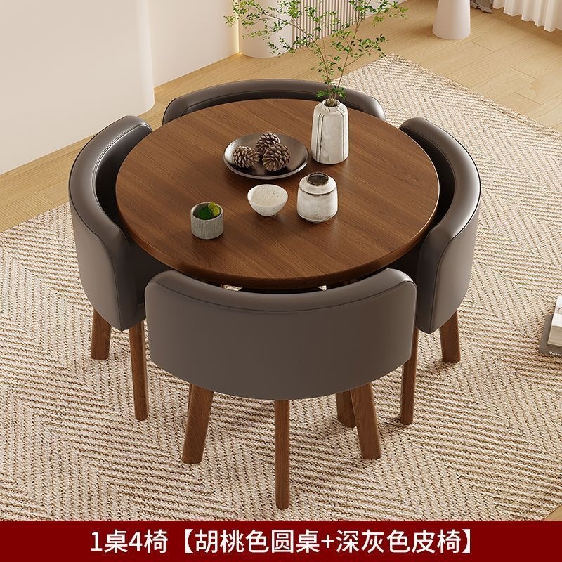Mesa de comedor doméstica simple y moderna, mesa de comedor, mesa de comedor, mesa de comedor, mesa redonda de sala de estar, silla de comedor de almacenamiento completo image 4
