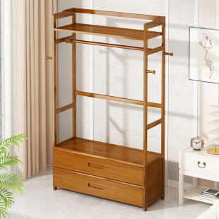 Floor-standing Coat Rack Simple Solid Wood Wardrobe Home Bedroom Clothes Drying Rack Multi-functional Cloakroom Removable Wardrobe