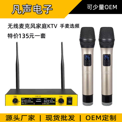 跨境无线话筒一拖二KTV调频U段舞台家用家庭娱乐婚庆教学麦克风