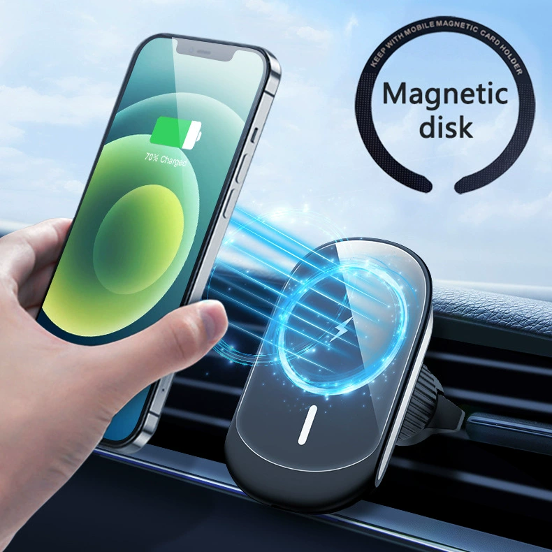 MagSafe автомобильный магнитный держатель C7S-2 с беспроводной зарядкой, крепление на решётку, чёрный