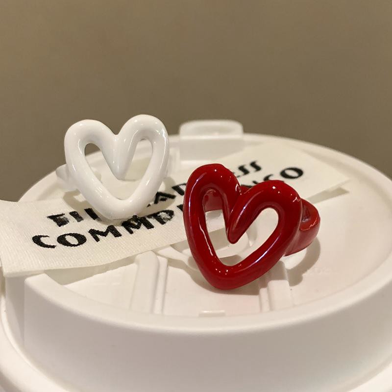 Daily, Street Occasion Alloy, Resin Material Heart Shape Pattern 1 Piece Elegant Lady Heart Shape Alloy Resin Women's Open Rings Rings