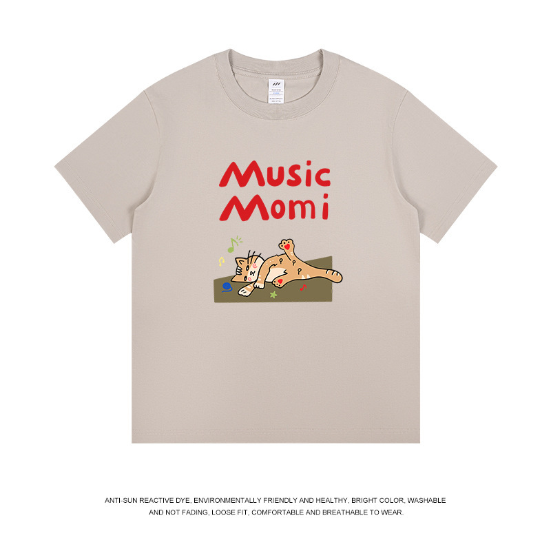 純綿の個性的なデザインプリント半袖Tシャツ、男女兼用、ゆったりとした白の和風トップス、夏のトレンド、卸売|undefined