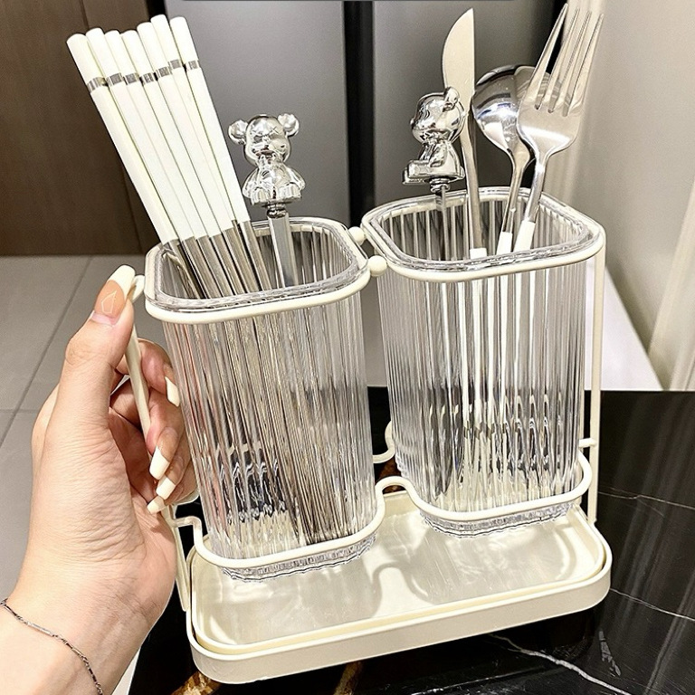 廚房筷子筒家用瀝水透明置物架放刀叉勺子的收納盒放筷籠簍桶壁掛