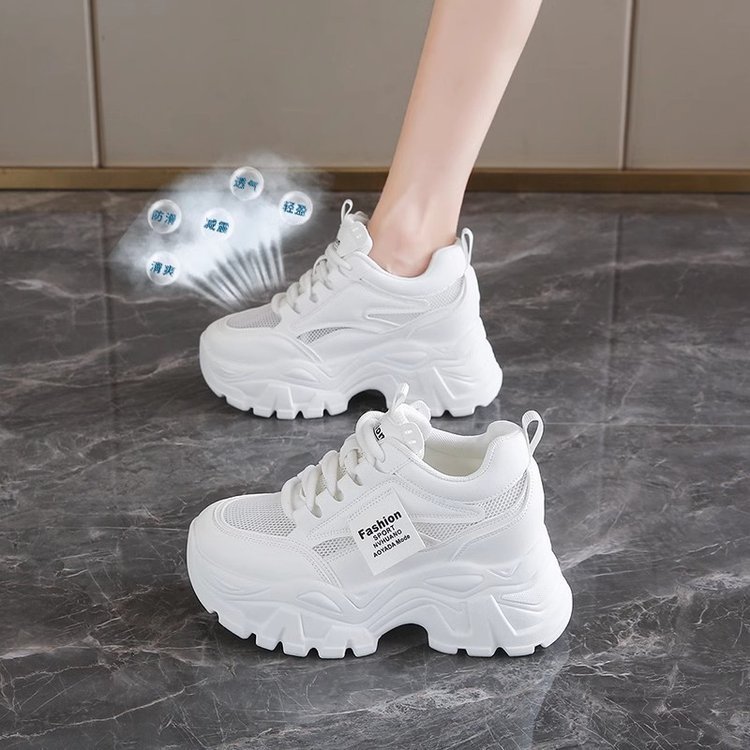 Breathable thin casual universal white sneakers with hidden heel…