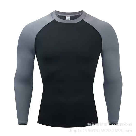 Cross-border size 5-color in stock outdoor sports high-elastic quick-dry riding training thin contrast tight-fitting long sleeve