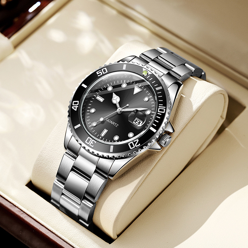 Cinturón de acero plateado negro