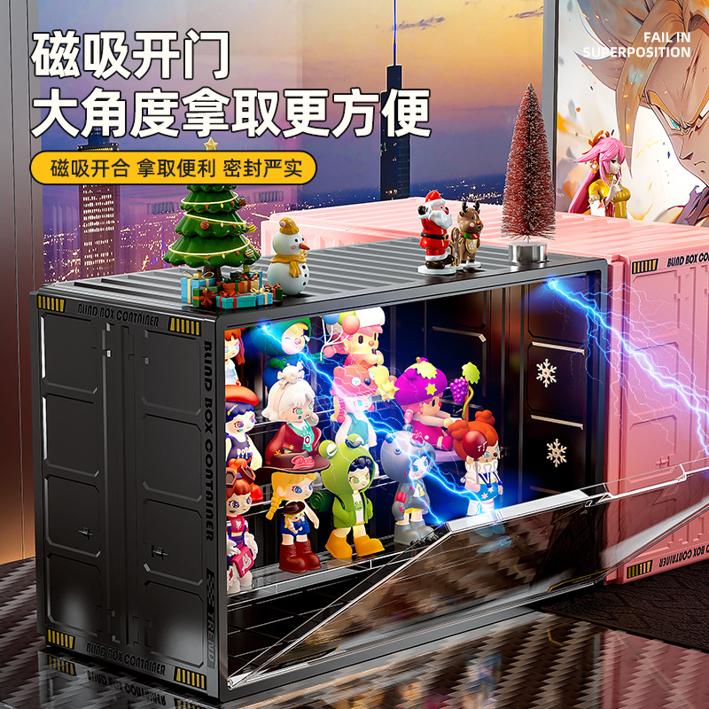 Caja ciega de color, caja de almacenamiento, estantes de mano, bloques de construcción cuadrados, juguetes, contenedores de acabado, estantes de exhibición transparentes DIY