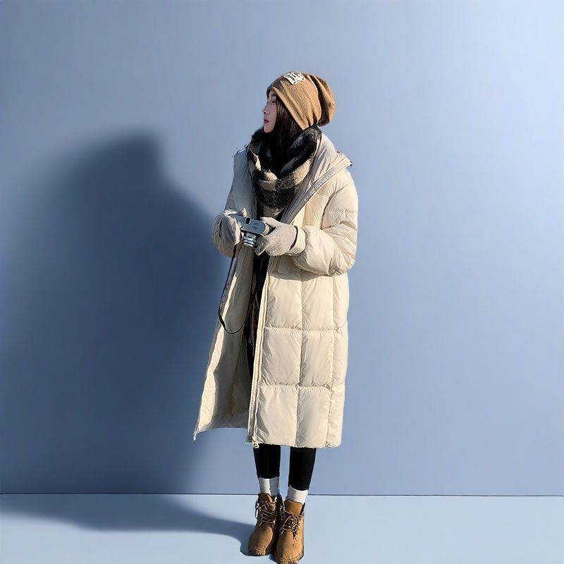 Authentic 90% White Duck down Long Over-The-Knee down Jacket for Women, Thickened for Northeast, Ultra-Thick Cold-Resistant Winter Warm Coat Authentic 90% White Duck down Long Over-The-Knee down Jacket for Women, Thickened for Northeast, Ultra-Thick Cold-Resistant Winter Warm Coat
