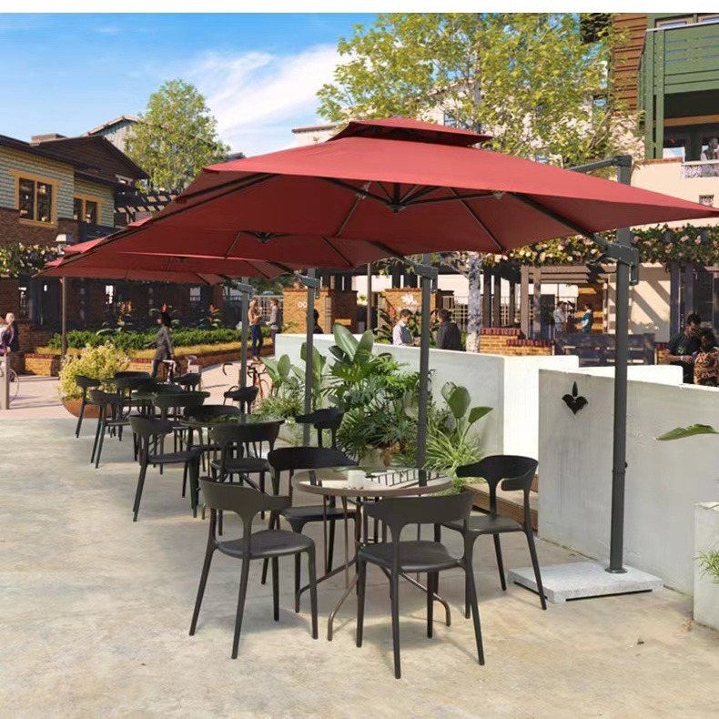 Paraguas de sombra para exterior con luz LED – para villa/patio/café/terraza, solar, estilo romano image 3