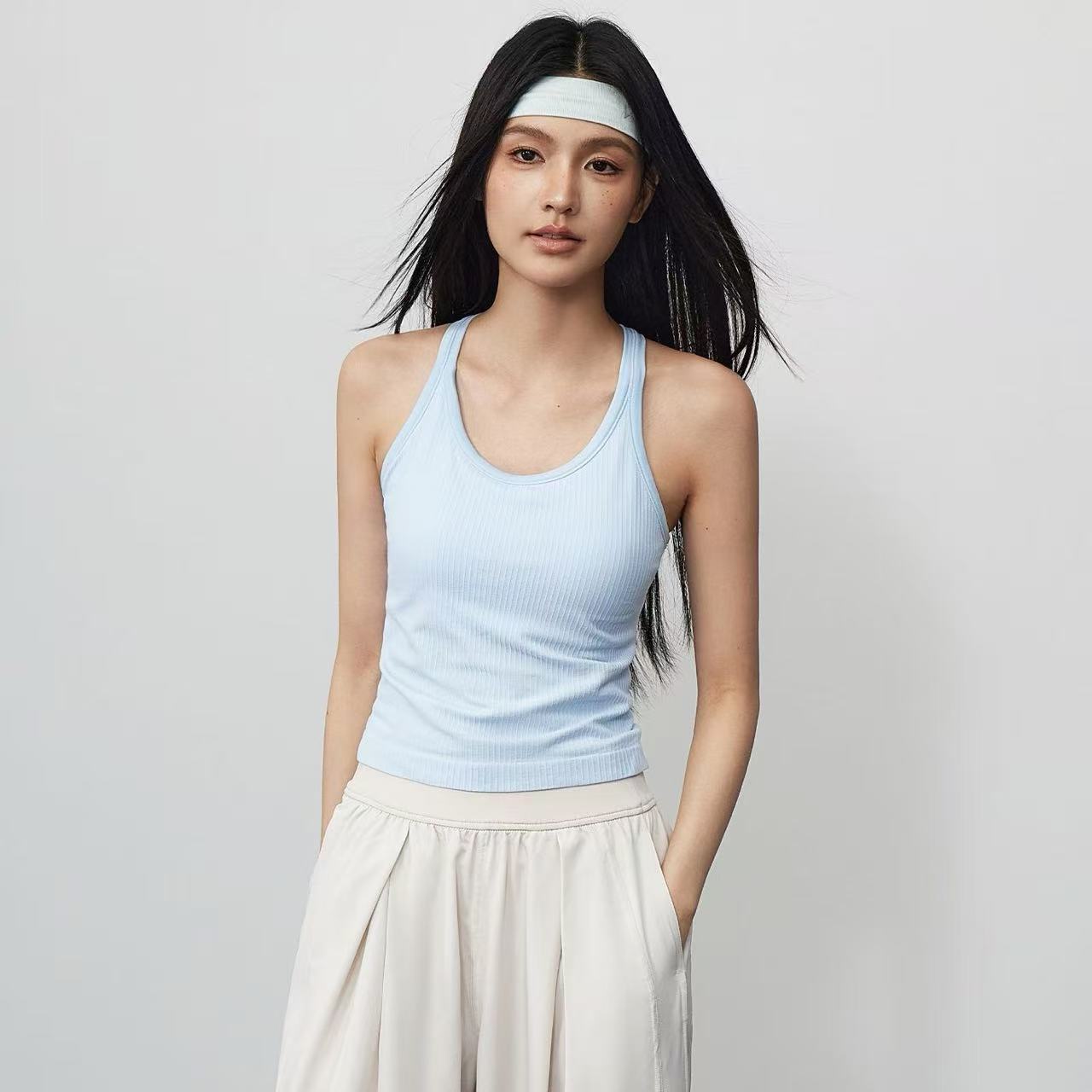 Lulu Same Style Sports Vest Women's Outer Wear Beautiful Back Fitness Top Pilates Training Running Belt Chest Pad Yoga Wear
