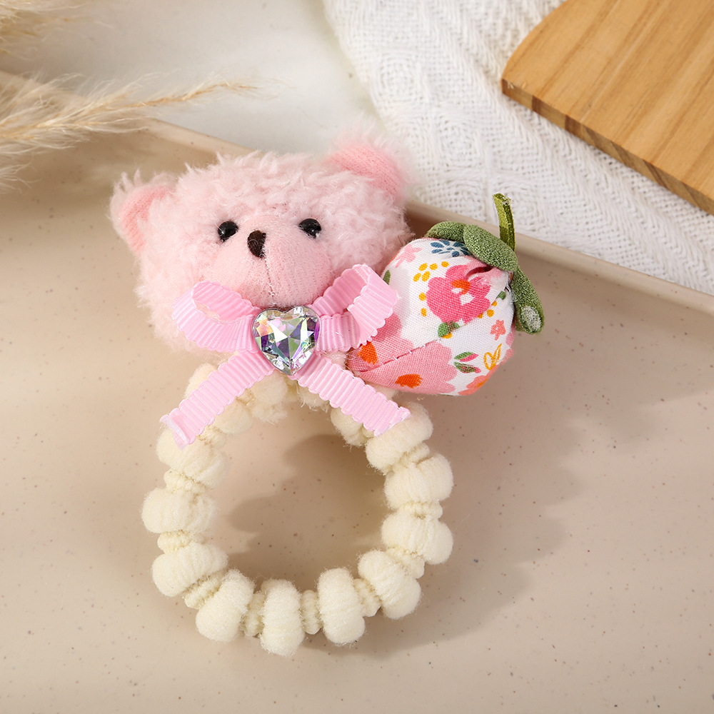 Lindo conejo de peluche para niños, lazo para el cabello, niña, oso, banda de goma, lazo para el cabello, bebé de alta elasticidad, no lastima el cabello, cuerda para el cabello, niña
