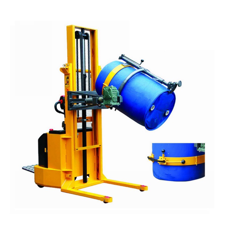 全自动塑料油桶堆高机 无腿平衡重式全电动油桶圆桶翻转车倒料机
